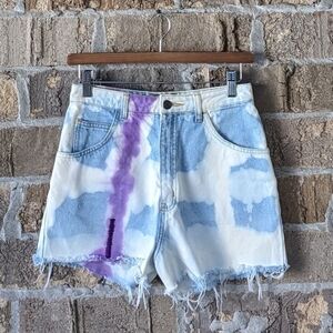 Vintage 80s GAP Upcycled Bleach Tie Dye Denim Cutoff Shorts Size 2